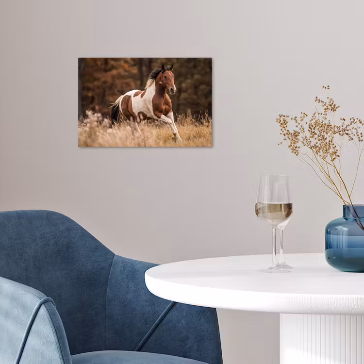 Paard - Bruin - Gras poster papier klein -sfeer3