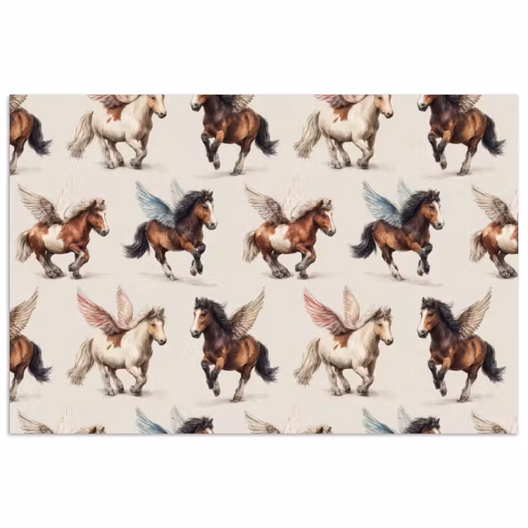 Paarden - Vleugels - Kleurrijk poster papier klein 62 -3d