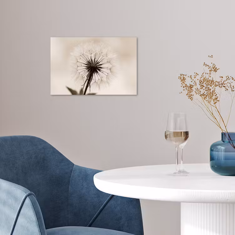 Paardenbloem - Minimalistisch - Wit poster papier klein -sfeer3