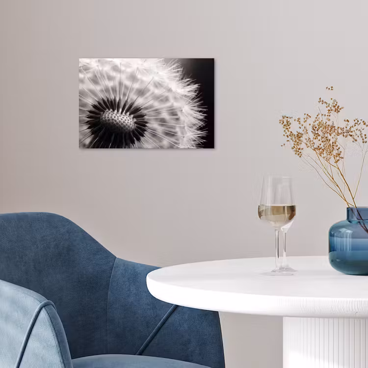 Paardenbloem - Zwart - Wit poster papier klein -sfeer3