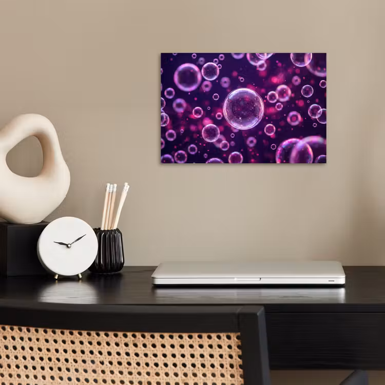 Paars - Bubbels - Schuim poster papier klein -sfeer1