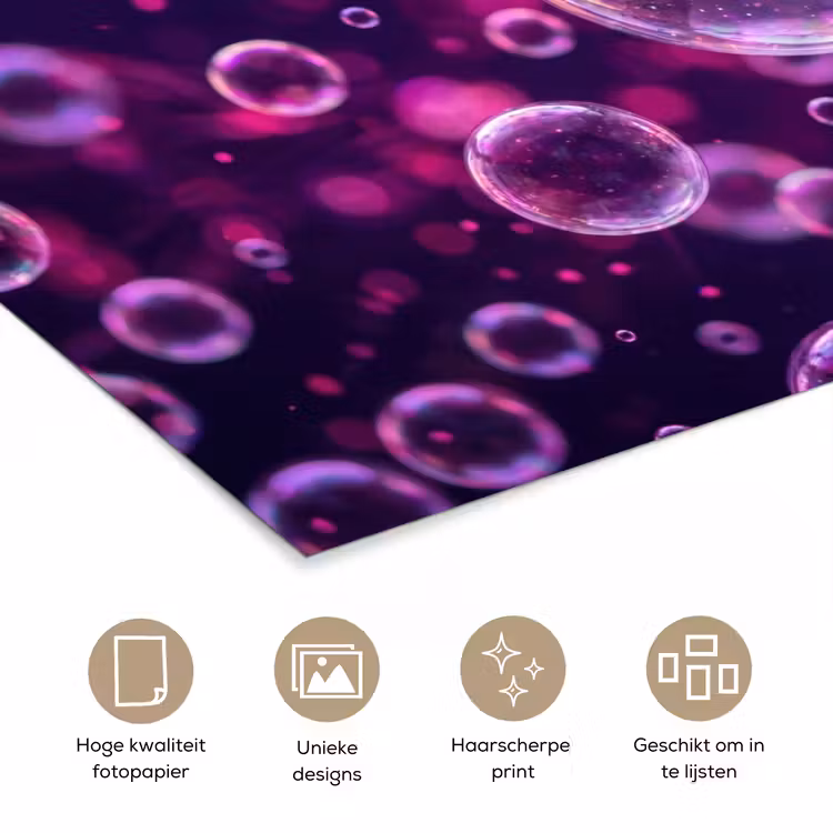 Paars - Bubbels - Schuim poster papier klein -closeup_NL