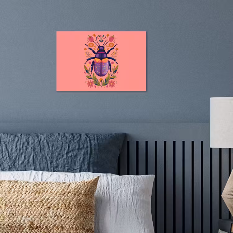 Paars - Kever - Stipjes - Bloemen poster papier klein -sfeer2