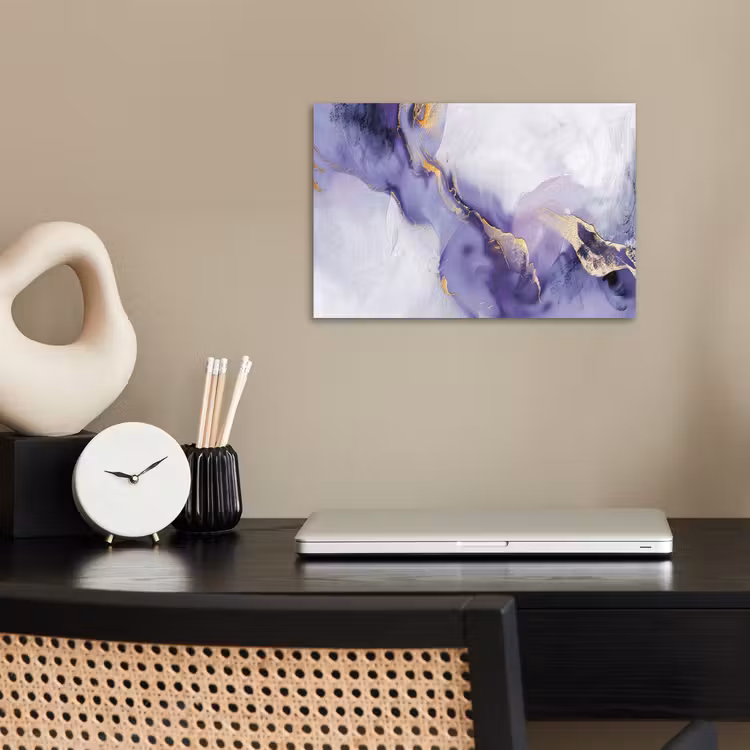 Paars - Modern - Marmer - Abstract poster papier klein -sfeer1