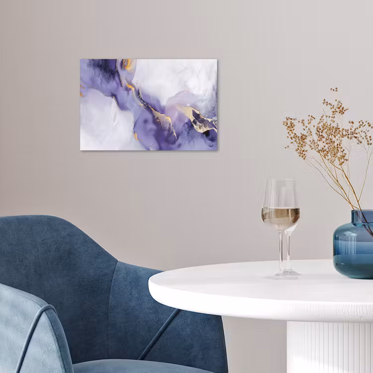 Paars - Modern - Marmer - Abstract poster papier klein -sfeer3