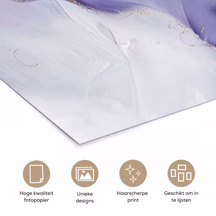 Paars - Modern - Marmer - Abstract poster papier klein -closeup_NL