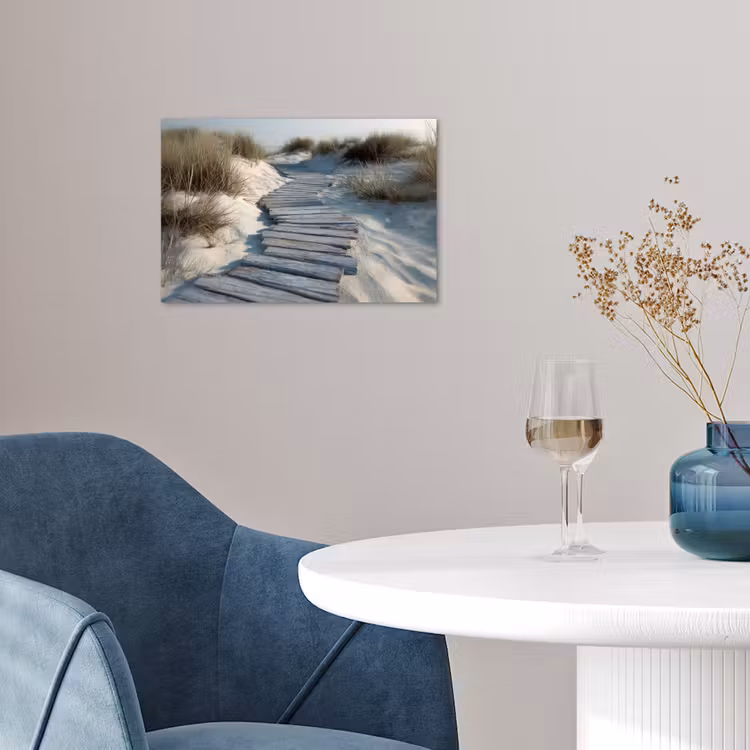Pad - Planken - Duinen - Gras poster papier klein -sfeer3