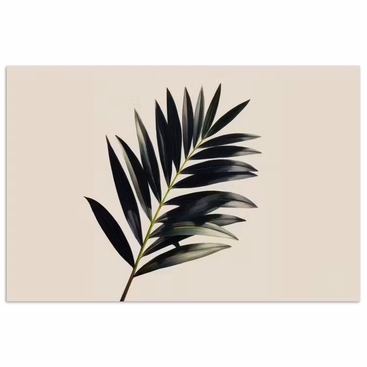 Palmblad - Subtiel - Groen - beige poster papier klein -3d