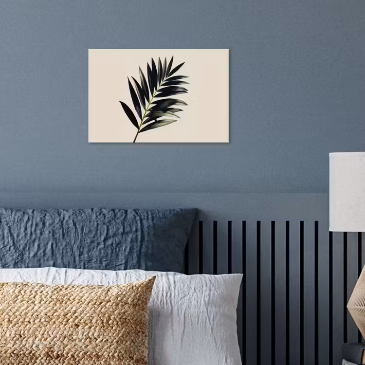 Palmblad - Subtiel - Groen - beige poster papier klein -sfeer2