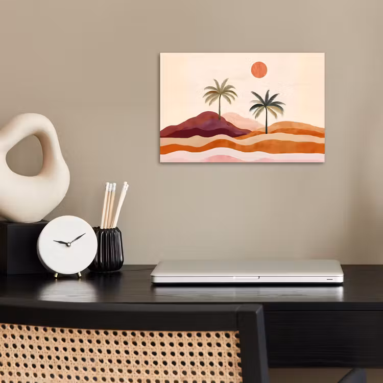 Palmbomen - Abstract - Zon - Heuvels poster papier klein -sfeer1