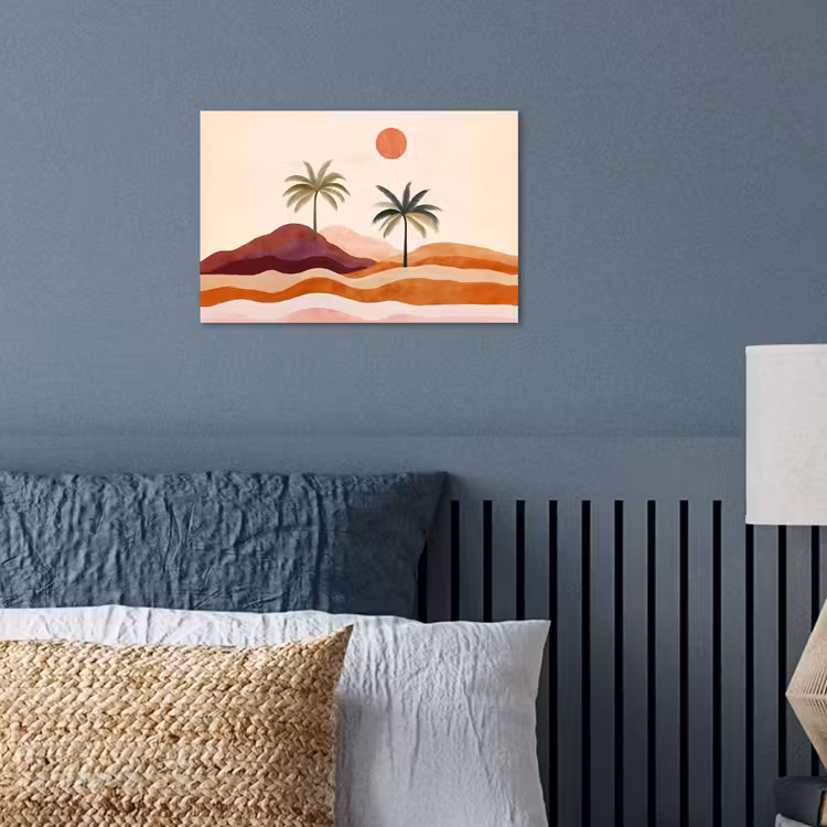 Palmbomen - Abstract - Zon - Heuvels poster papier klein -sfeer2