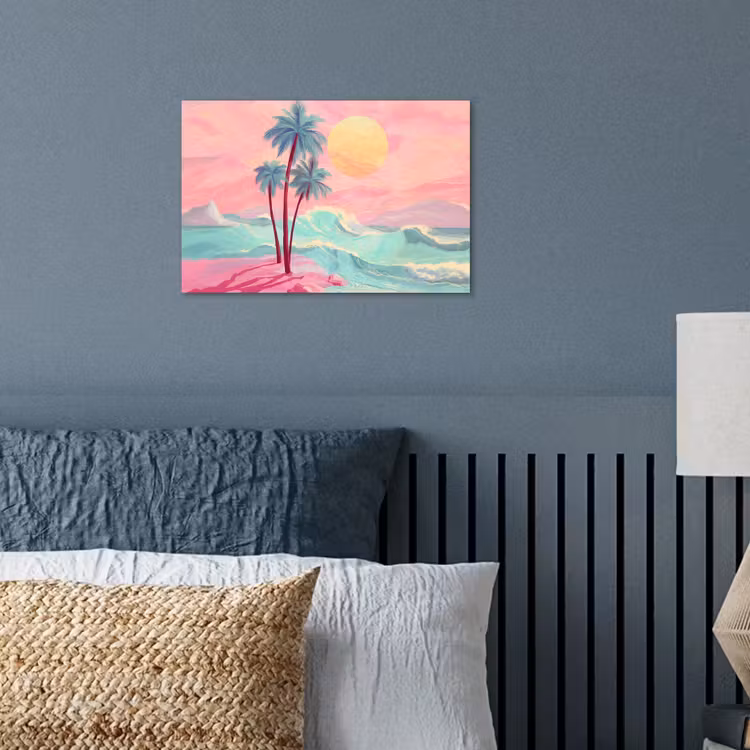 Palmbomen - Golven - Zee poster papier klein -sfeer2
