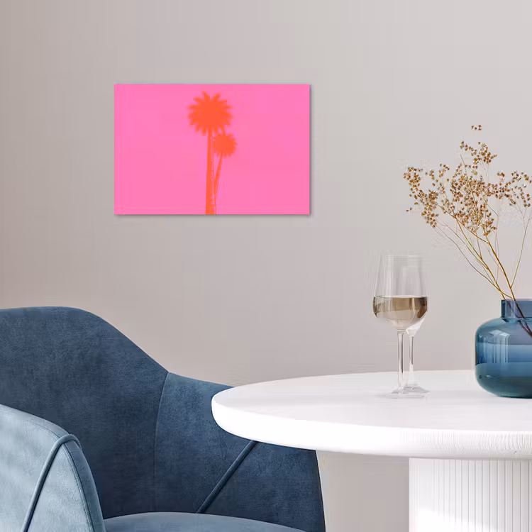 Palmbomen - Modern - Roze poster papier klein -sfeer3