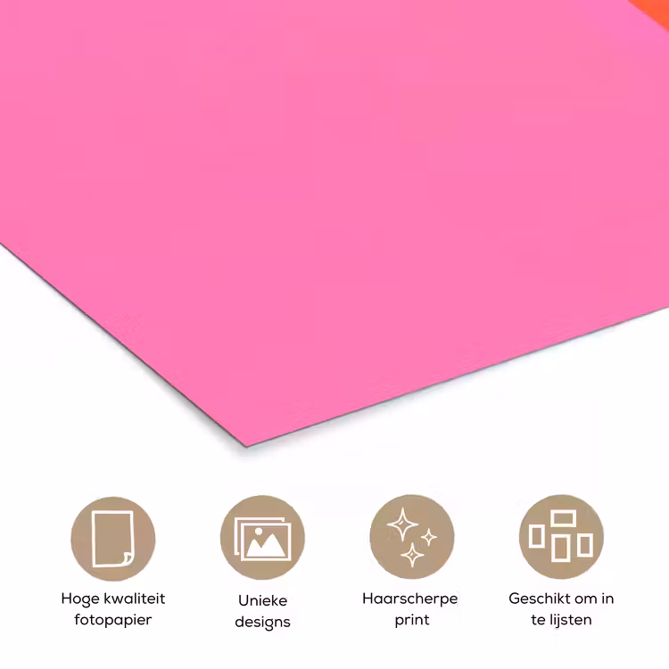 Palmbomen - Modern - Roze poster papier klein -closeup_NL