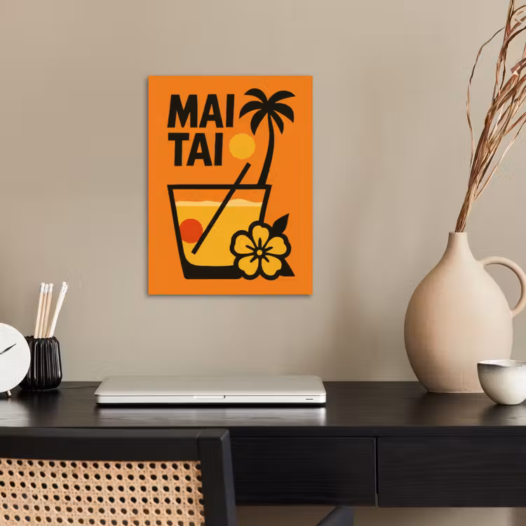 Palmboom - Bloem - Art - Drink poster papier klein -sfeer1