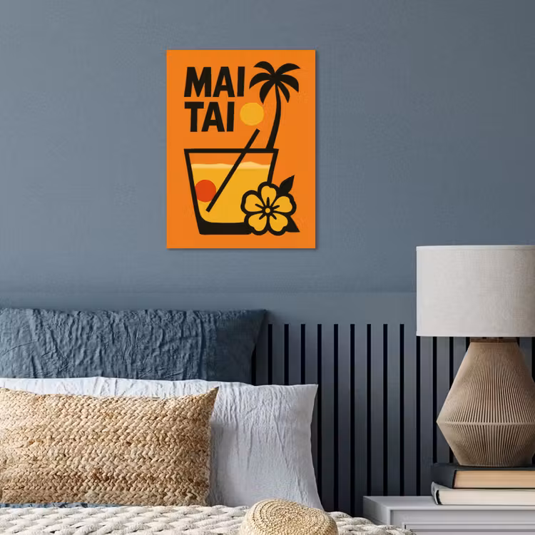 Palmboom - Bloem - Art - Drink poster papier klein -sfeer2