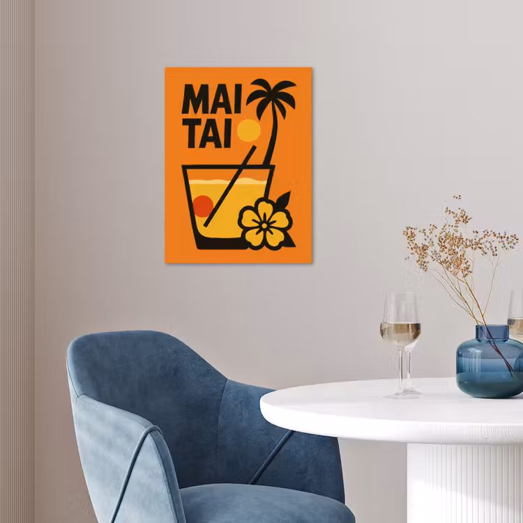 Palmboom - Bloem - Art - Drink poster papier klein -sfeer3