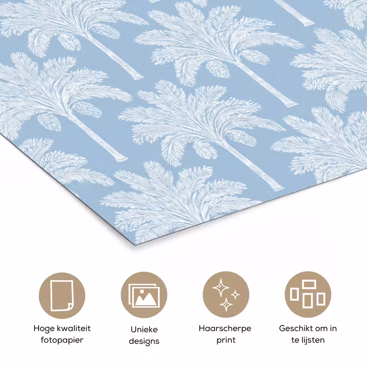 Palmboom - Modern - Blauw poster papier klein 62 -closeup_NL