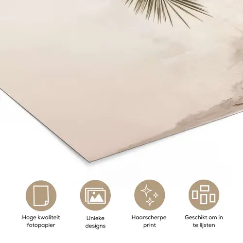 Palmboom - Schaduw - Trap - Beige poster papier klein -closeup_NL