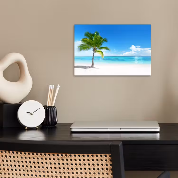 Palmboom - Strand - Zee - Zomer poster papier klein -sfeer1