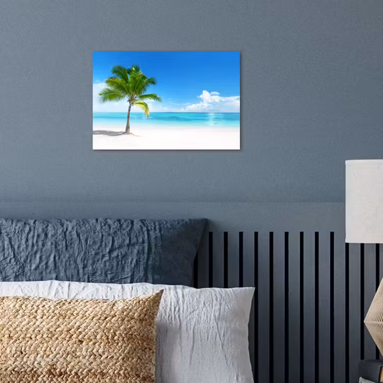 Palmboom - Strand - Zee - Zomer poster papier klein -sfeer2