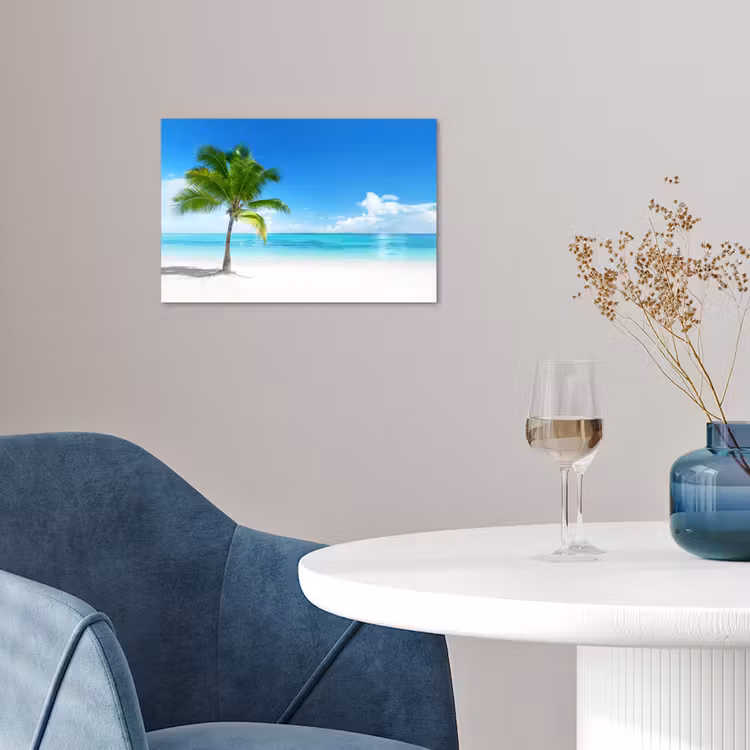 Palmboom - Strand - Zee - Zomer poster papier klein -sfeer3