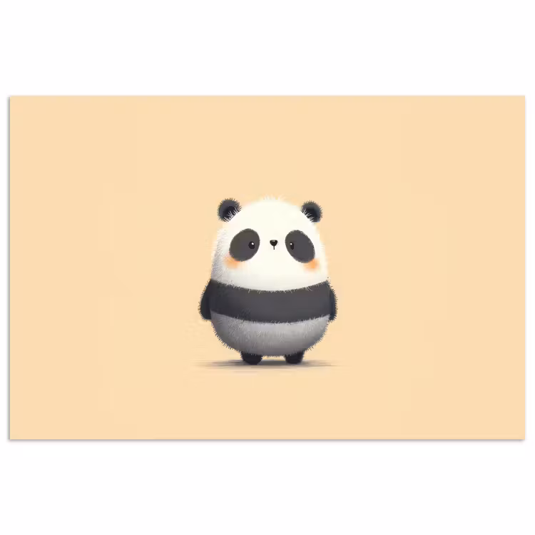 Panda - Beige - Minimalistisch poster papier klein -3d