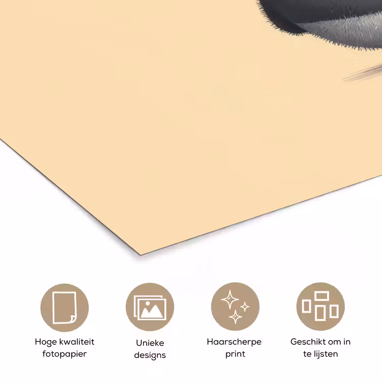Panda - Beige - Minimalistisch poster papier klein -closeup_NL