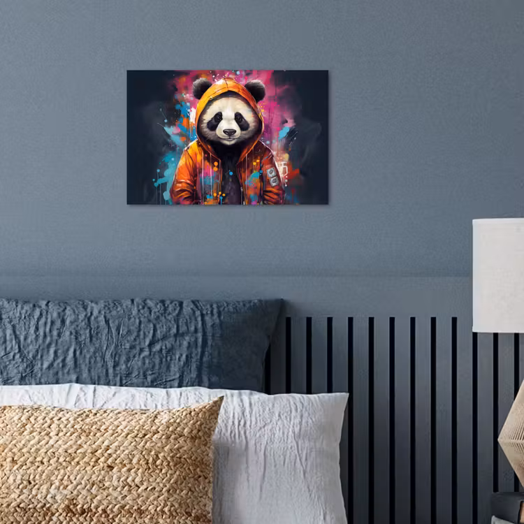 Panda - Jas - Graffiti - Oranje poster papier klein -sfeer2