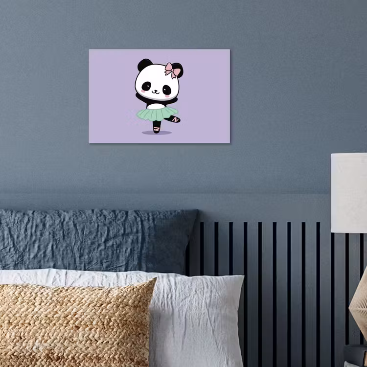 Dansende panda - Paars - Sierlijk - Kawaii poster papier klein -sfeer2