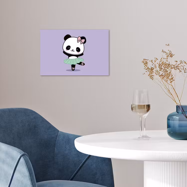 Dansende panda - Paars - Sierlijk - Kawaii poster papier klein -sfeer3