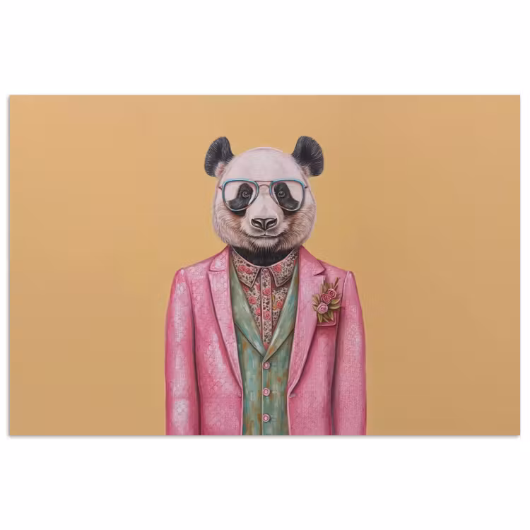 Panda - Pak - Zonnebril - Blauw poster papier klein -3d