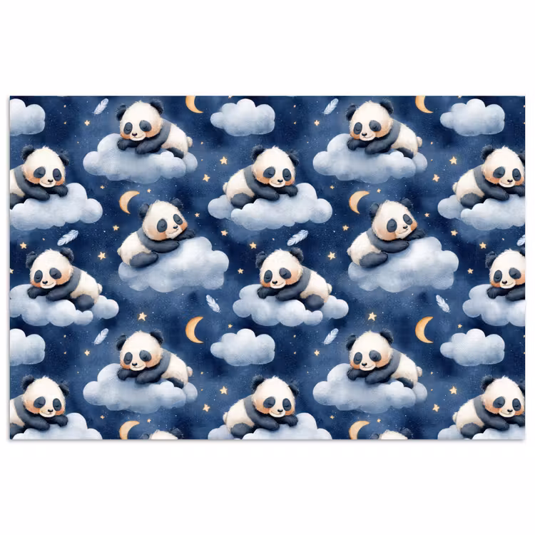 Panda's - Slapen - Blauw poster papier klein 62 -3d
