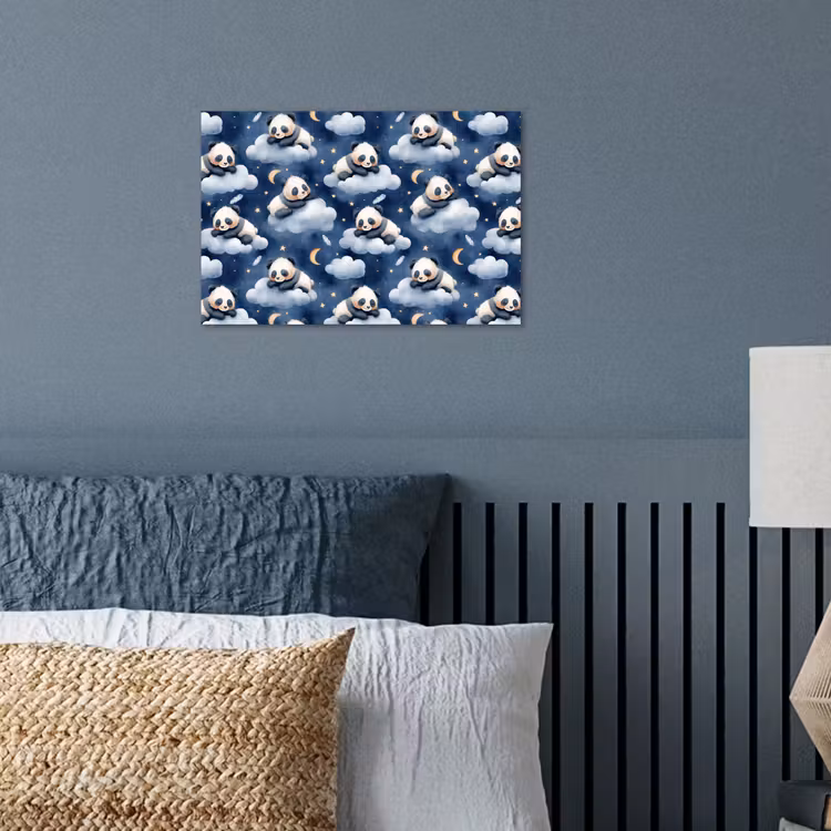 Panda's - Slapen - Blauw poster papier klein 62 -sfeer2