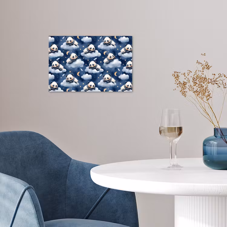 Panda's - Slapen - Blauw poster papier klein 62 -sfeer3
