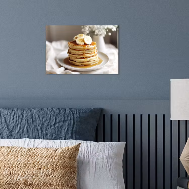 Pannenkoeken - Banaan - Siroop - Wit - Beige poster papier klein -sfeer2