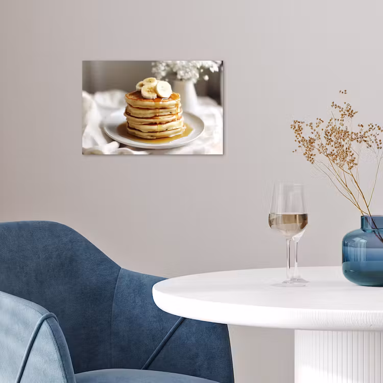 Pannenkoeken - Banaan - Siroop - Wit - Beige poster papier klein -sfeer3