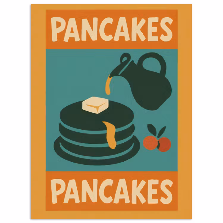 Pannenkoeken - Siroop - Illustratie - Oranje poster papier klein -3d