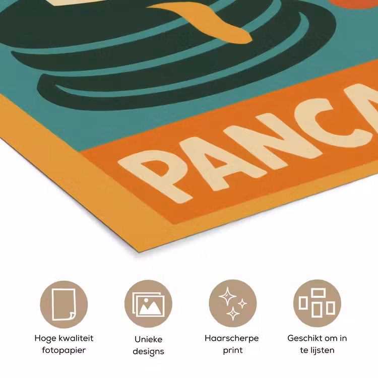 Pannenkoeken - Siroop - Illustratie - Oranje poster papier klein -closeup_NL