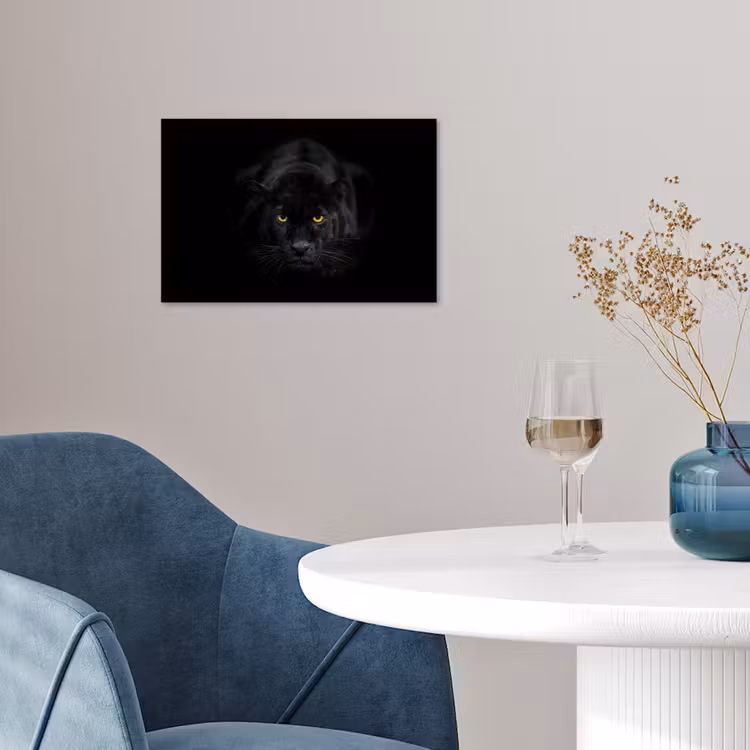 Panter - Dieren - Zwart - Ogen poster papier klein -sfeer3