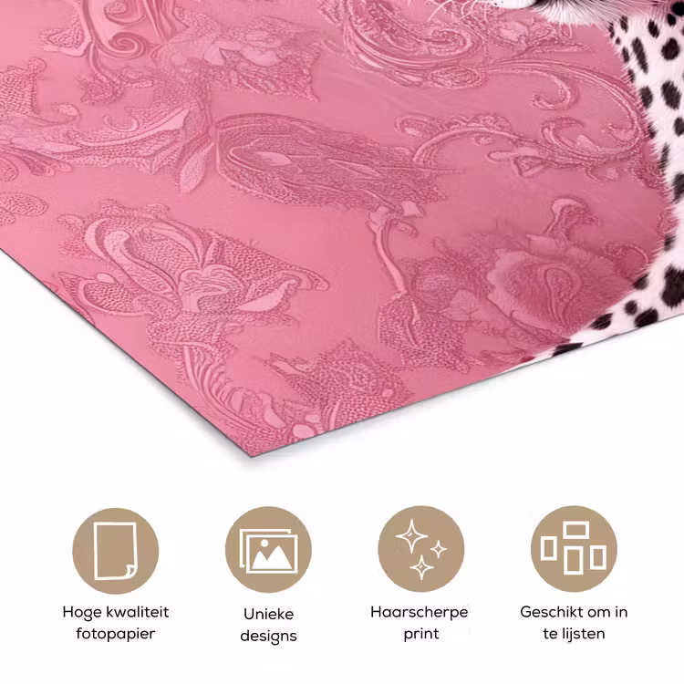 Panter - Luxe - Roze poster papier klein -closeup_NL