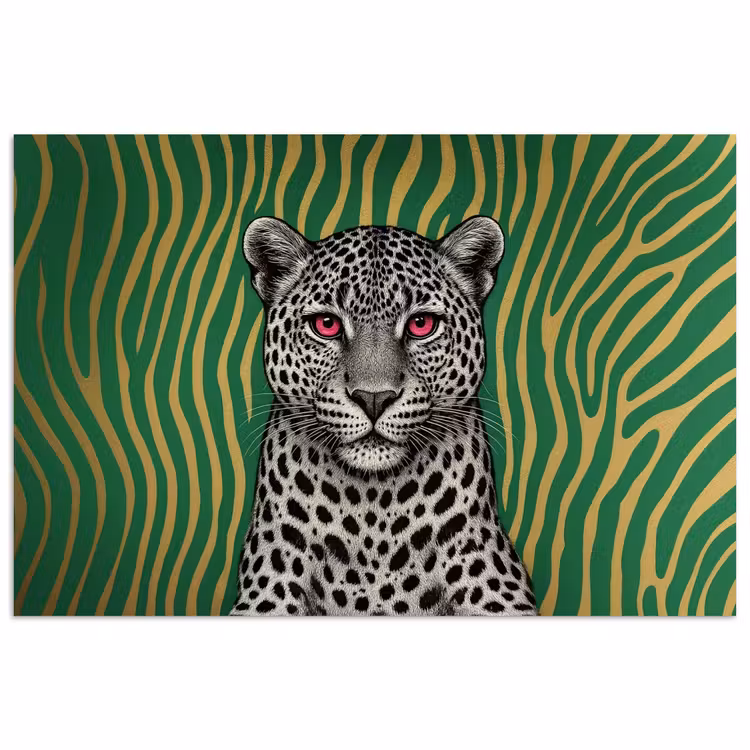 Panter - Zebrapatroon - Groen poster papier klein -3d