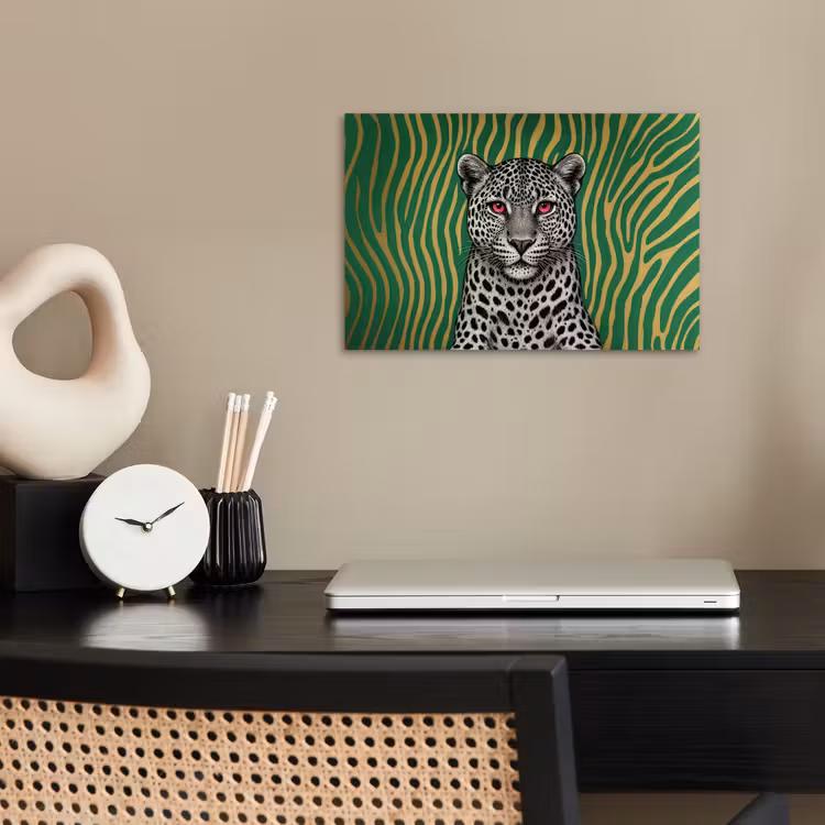 Panter - Zebrapatroon - Groen poster papier klein -sfeer1
