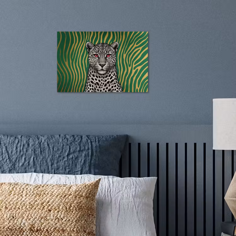 Panter - Zebrapatroon - Groen poster papier klein -sfeer2