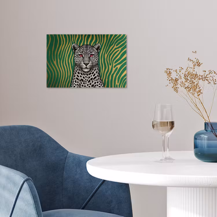 Panter - Zebrapatroon - Groen poster papier klein -sfeer3