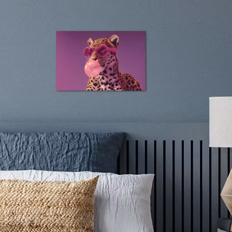 Panter - Zonnebril - Kauwgombel - Roze poster papier klein -sfeer2