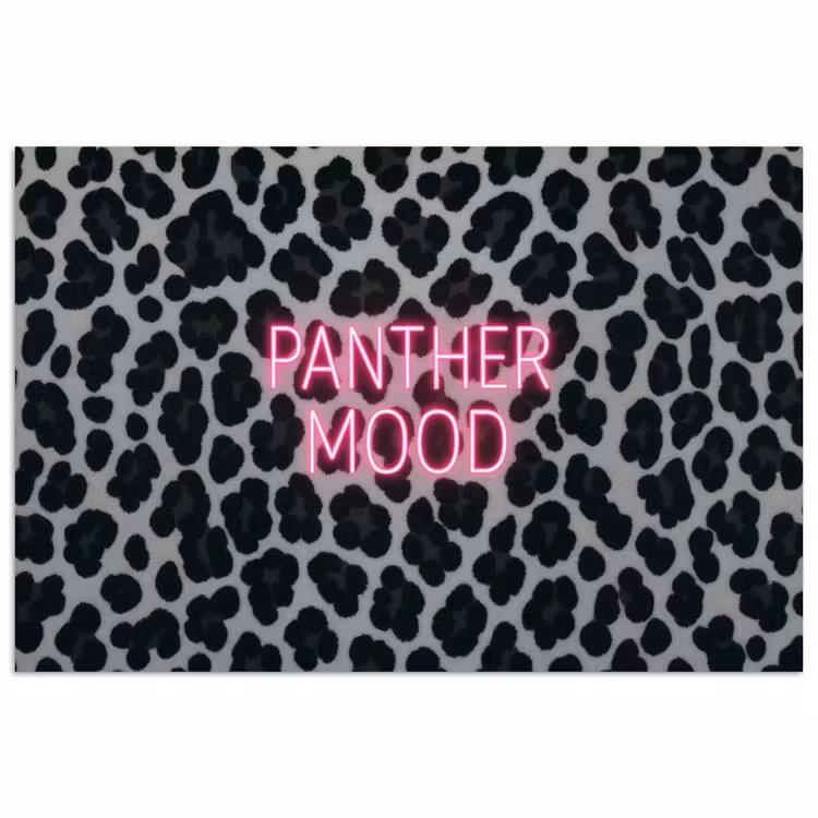 Panterprint - Zwart - Neonletters - Roze poster papier klein -3d