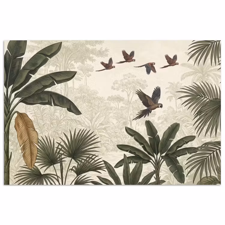 Papagaaien - Jungle - Tropisch - Green poster papier klein -3d