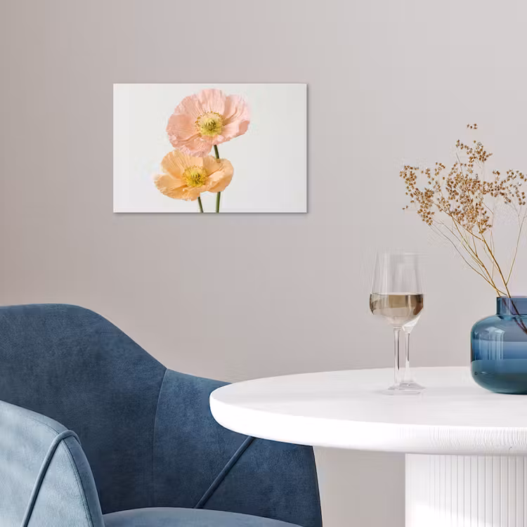 Papavers - Botanisch - Roze poster papier klein -sfeer3
