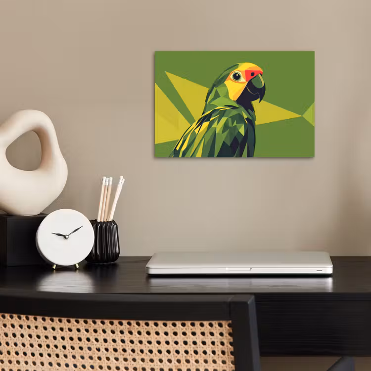 Papegaai - Groen - Snavel - Abstract poster papier klein -sfeer1
